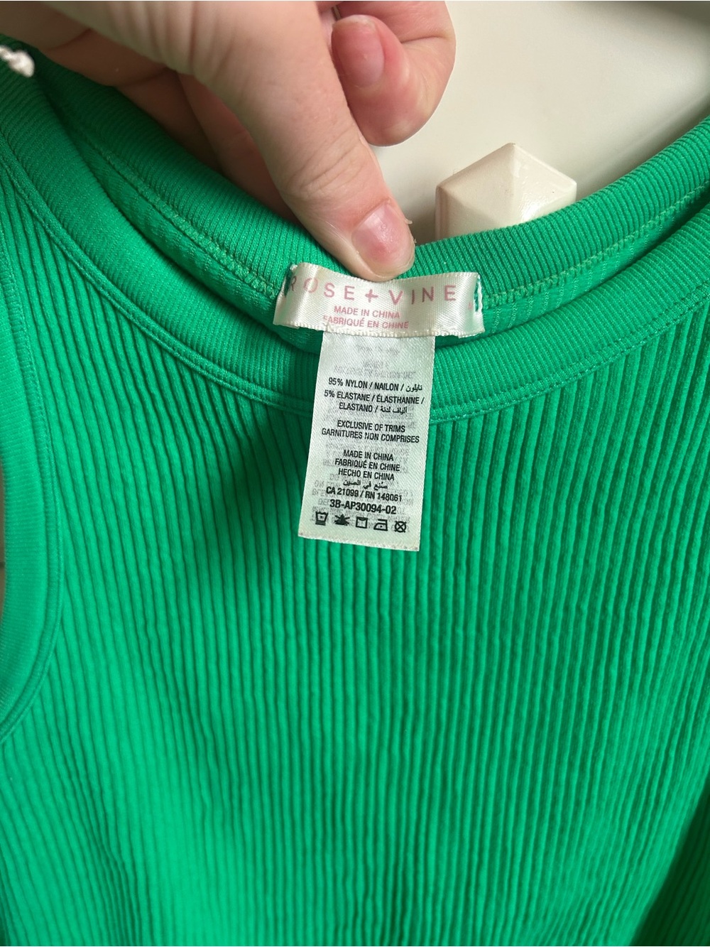Green Ribbed Cropped Tank Top - Picture 3 of 3